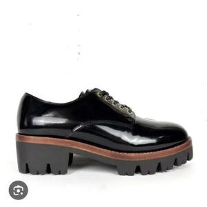 Women's Rare Jeffrey Campbell Black Patent Leather Platform Lugg Oxfords Size 10